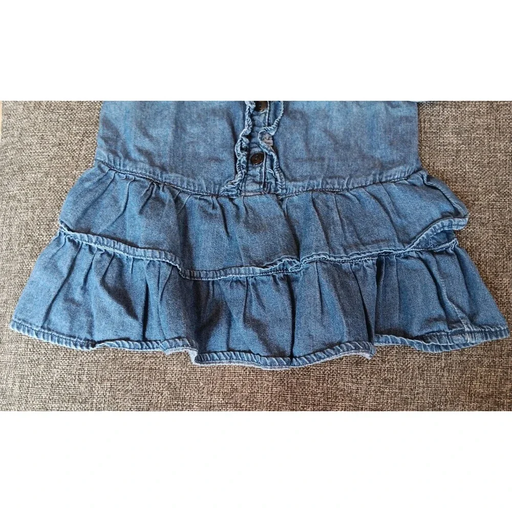 Baby Gap Dress 2T Blue Denim 3/4 Sleeve Ruffles
